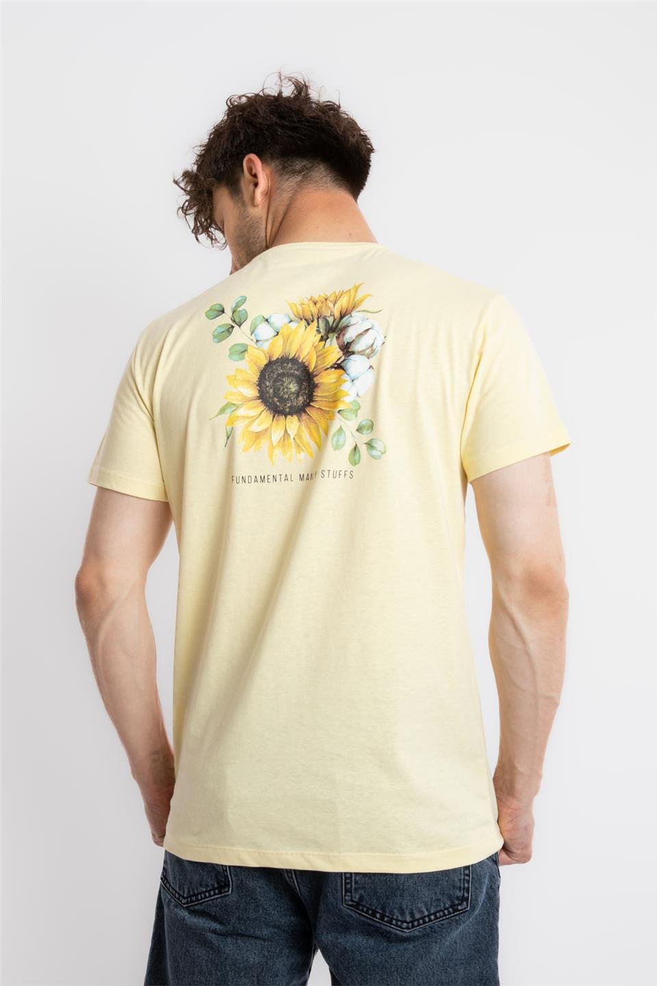 ADAM BOXESAdam Boxes Erkek/Unisex Baskılı O-Yaka T-shirt Girasol - Açık Sarı