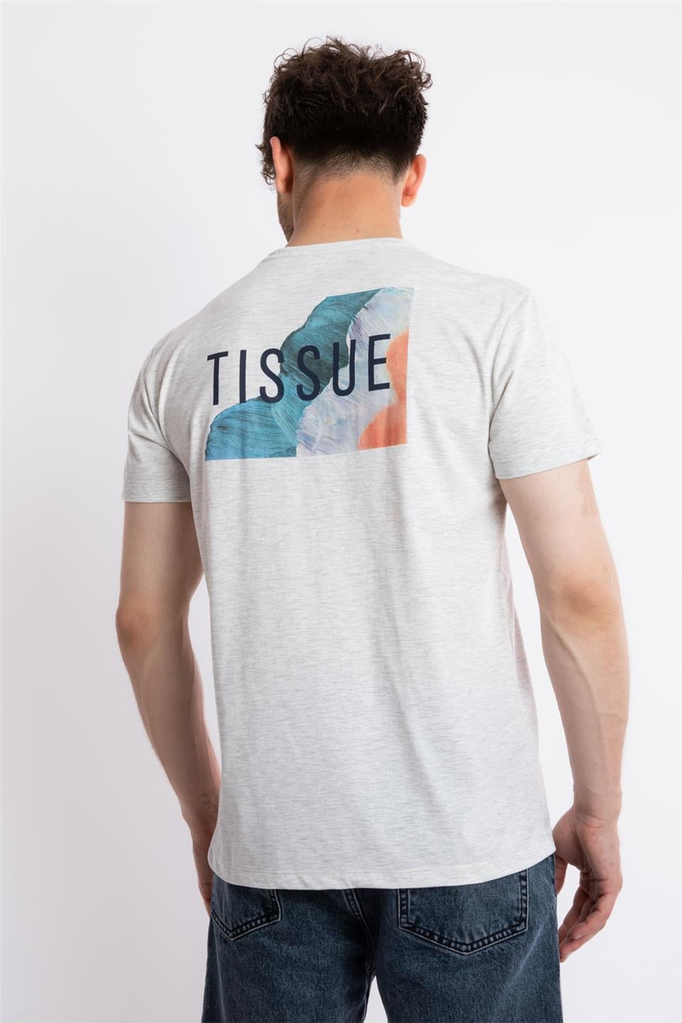 ADAM BOXESAdam Boxes Erkek/Unisex Baskılı O-Yaka T-shirt Tissue - Gri Melanj