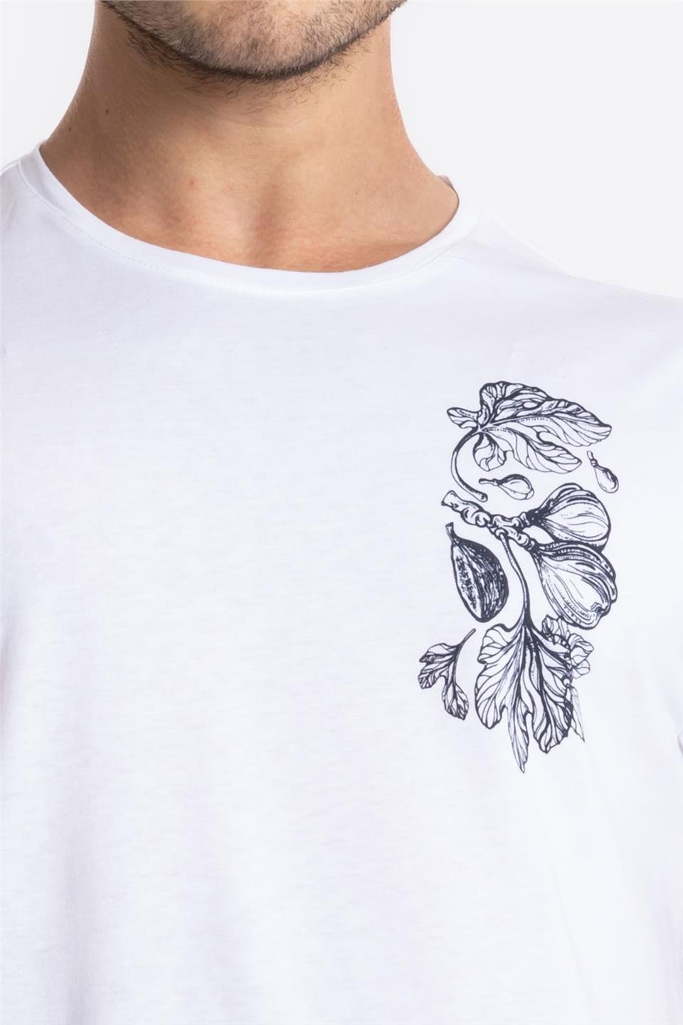 ADAM BOXESAdam Boxes Erkek/Unisex Baskılı O-Yaka T-shirt Bandos - Beyaz