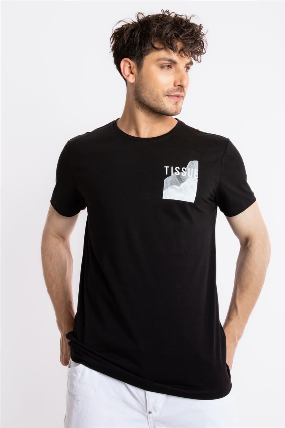 ADAM BOXESAdam Boxes Erkek/Unisex Baskılı O-Yaka T-shirt Tissue - Siyah