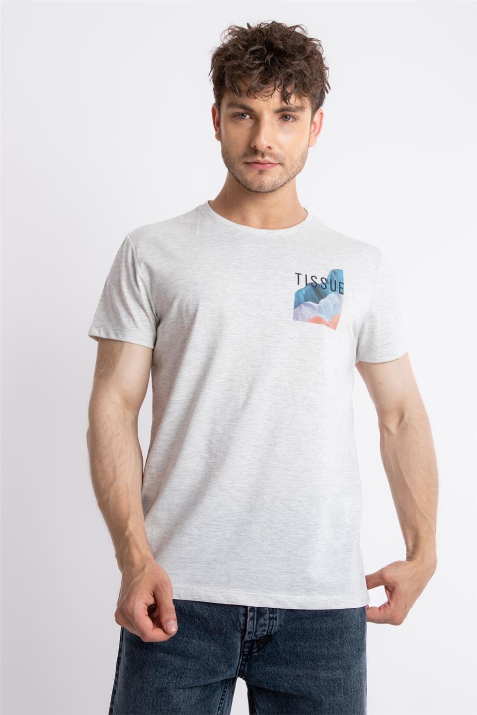 ADAM BOXESAdam Boxes Erkek/Unisex Baskılı O-Yaka T-shirt Tissue - Gri Melanj