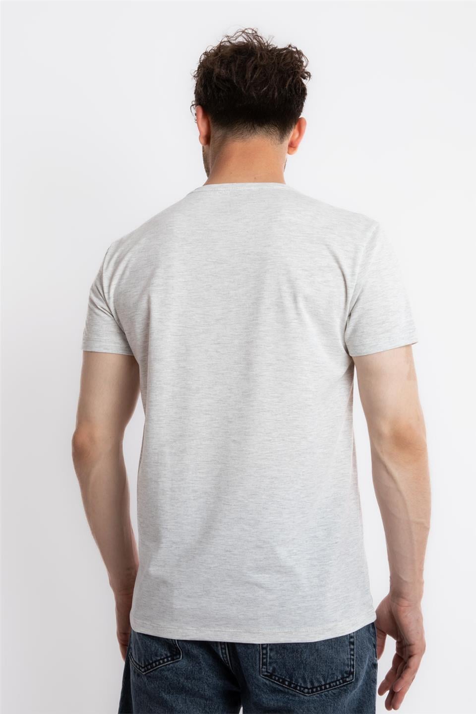 ADAM BOXESAdam Boxes Erkek/Unisex Baskılı O-Yaka T-shirt Apiso - Gri Melanj