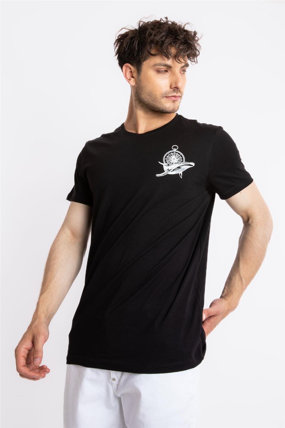 ADAM BOXESAdam Boxes Erkek/Unisex Baskılı O-Yaka T-shirt Marino - Siyah