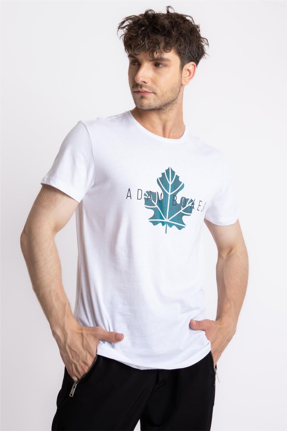 ADAM BOXESAdam Boxes Erkek/Unisex Baskılı O-Yaka T-shirt Anillo - Beyaz