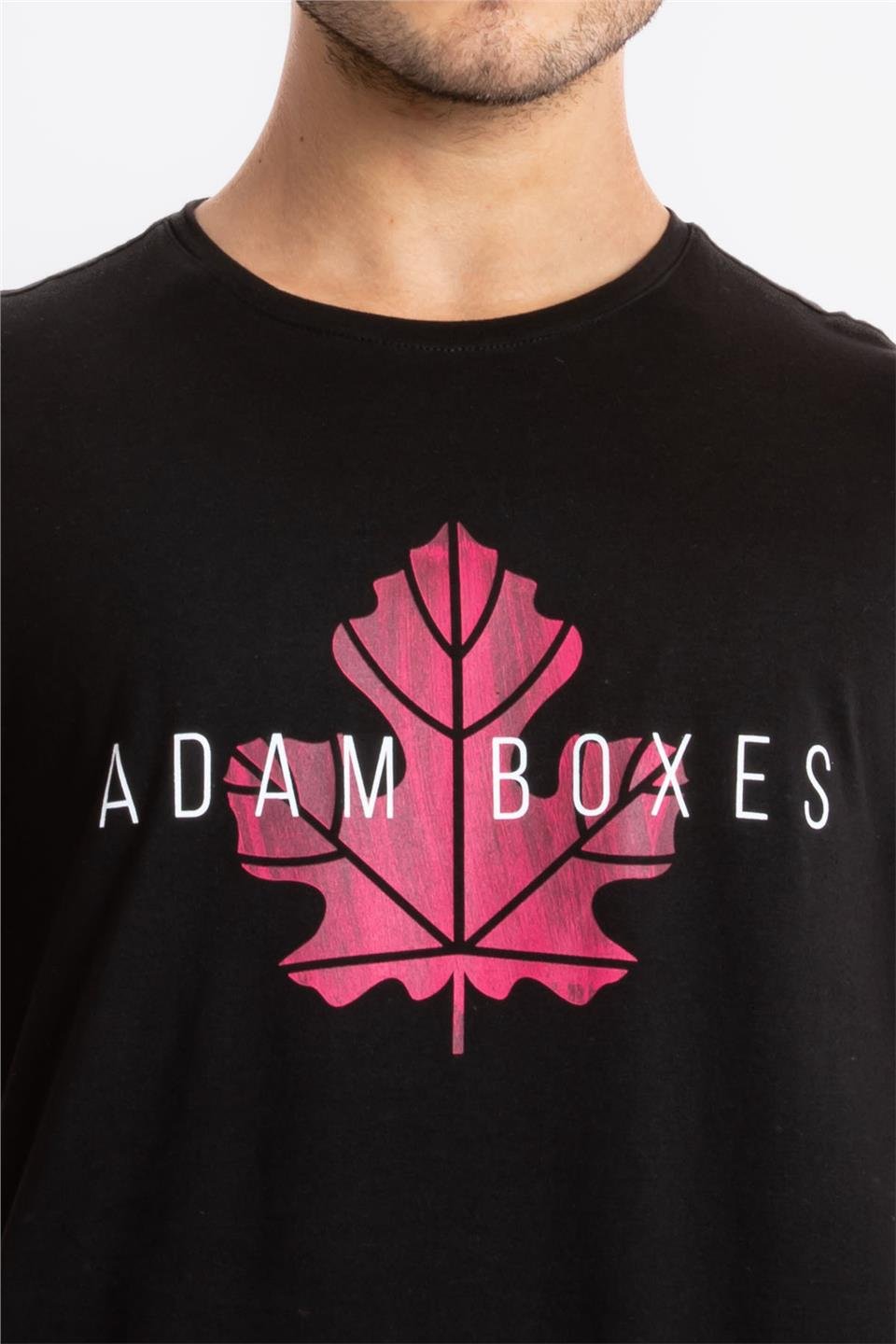 ADAM BOXESAdam Boxes Erkek/Unisex Baskılı O-Yaka T-shirt Anillo - Siyah (Macenta Baskılı)