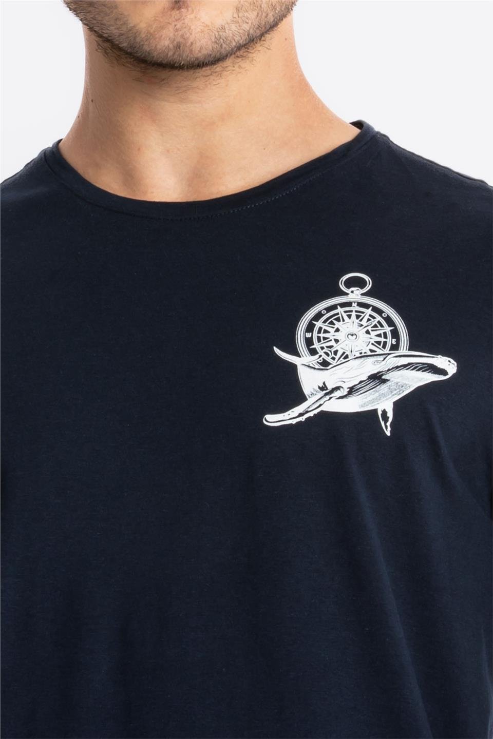 ADAM BOXESAdam Boxes Erkek/Unisex Baskılı O-Yaka T-shirt Marino - Lacivert