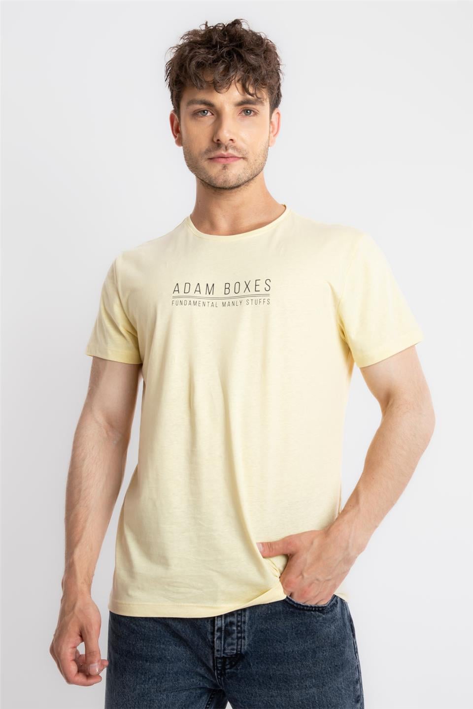 ADAM BOXESAdam Boxes Erkek/Unisex Baskılı O-Yaka T-shirt Girasol - Açık Sarı