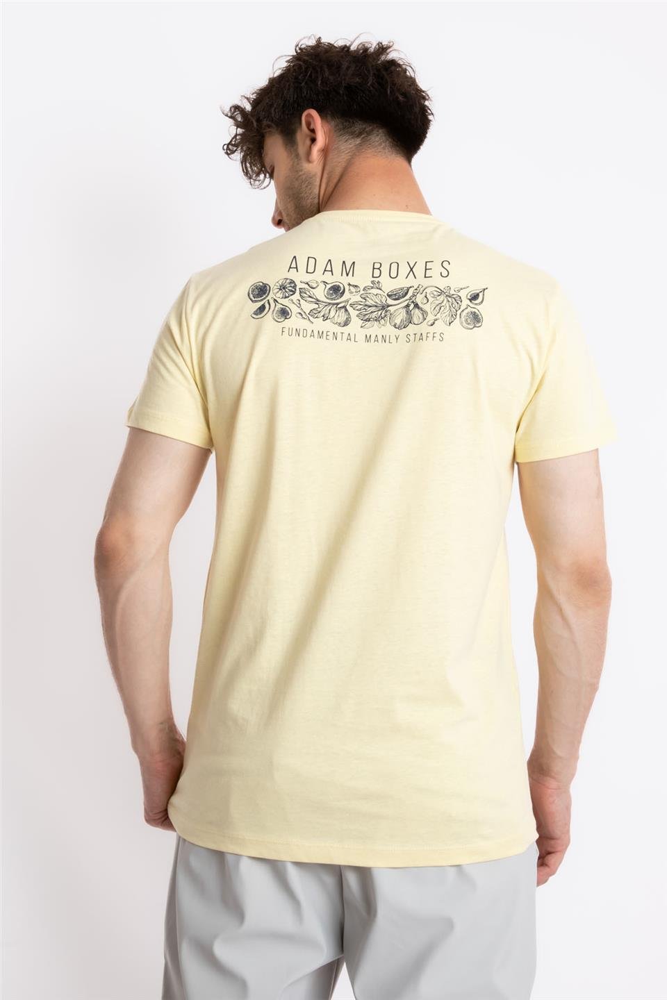 ADAM BOXESAdam Boxes Erkek/Unisex Baskılı O-Yaka T-shirt Bandos - Açık Sarı