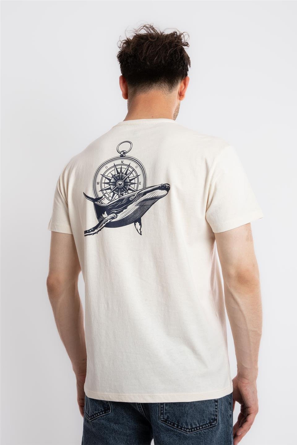 ADAM BOXESAdam Boxes Erkek/Unisex Baskılı O-Yaka T-shirt Marino - Ham Pamuk
