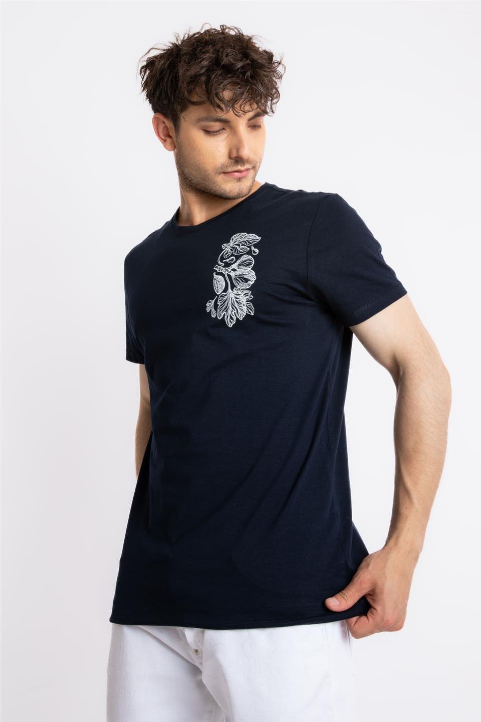 ADAM BOXESAdam Boxes Erkek/Unisex Baskılı O-Yaka T-shirt Bandos - Lacivert
