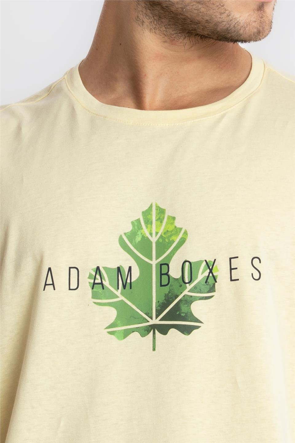 ADAM BOXESAdam Boxes Erkek/Unisex Baskılı Oversize O-Yaka T-shirt Suelto - Açık Sarı