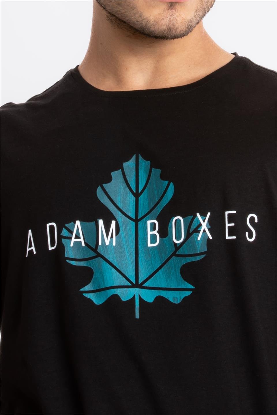 ADAM BOXESAdam Boxes Erkek/Unisex Baskılı O-Yaka T-shirt Anillo - Siyah (Göl Yeşili Baskılı)