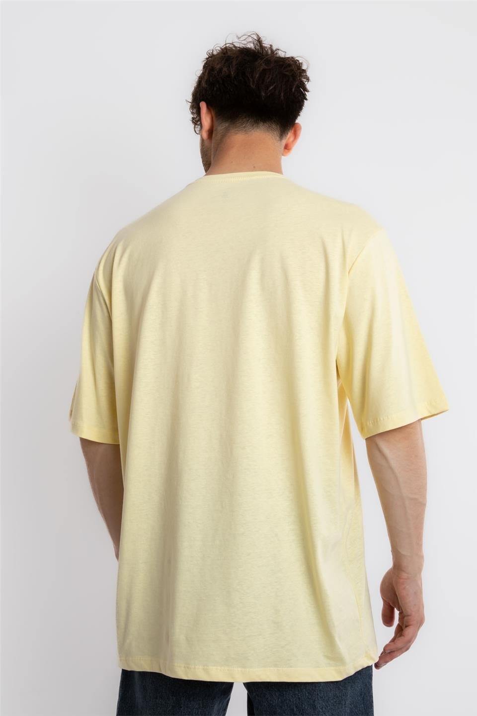 ADAM BOXESAdam Boxes Erkek/Unisex Baskılı Oversize O-Yaka T-shirt Suelto - Açık Sarı