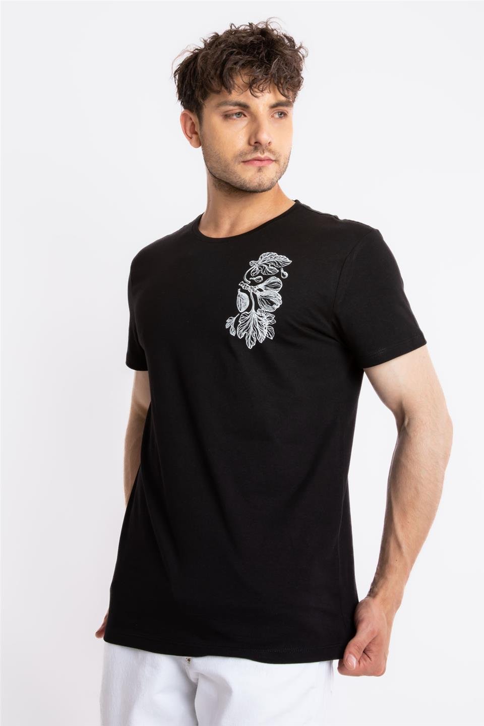 ADAM BOXESAdam Boxes Erkek/Unisex Baskılı O-Yaka T-shirt Bandos - Siyah