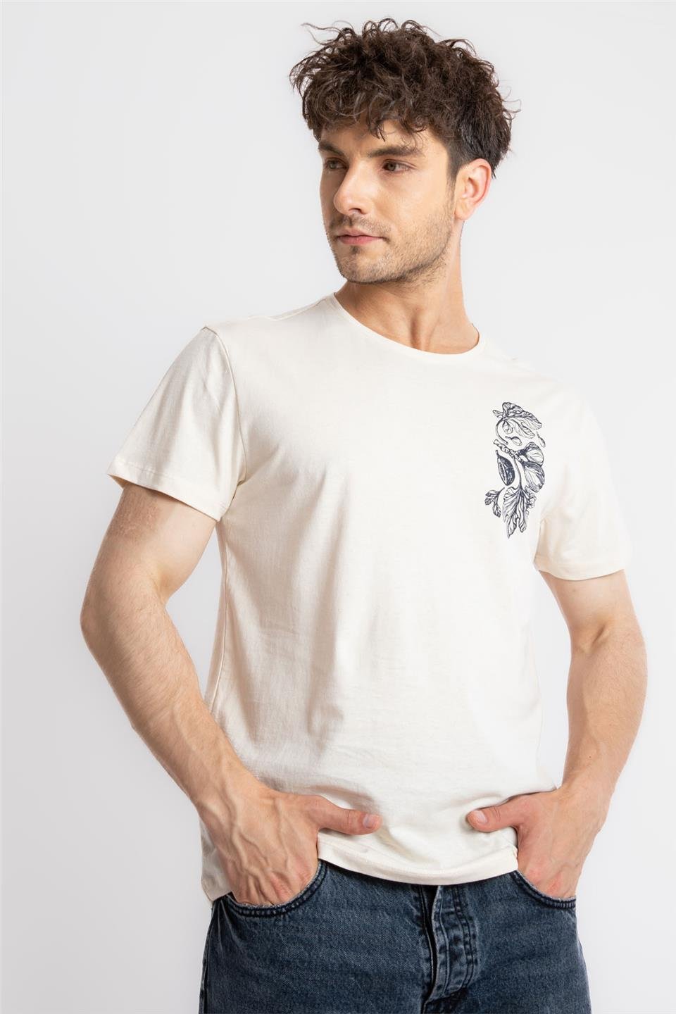 ADAM BOXESAdam Boxes Erkek/Unisex Baskılı O-Yaka T-shirt Bandos - Ham Pamuk