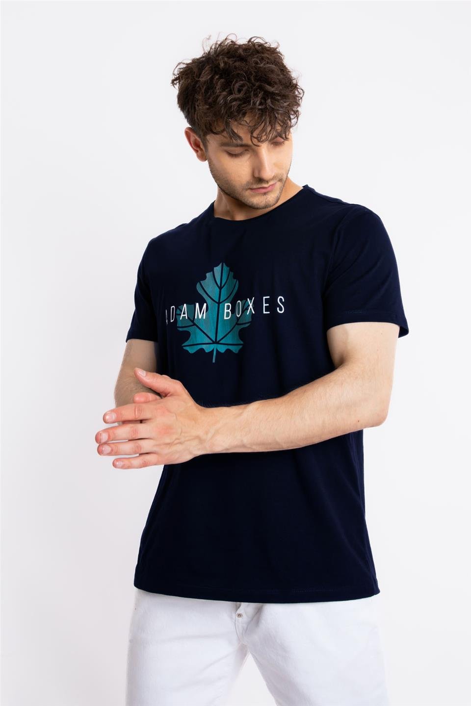 ADAM BOXESAdam Boxes Erkek/Unisex Baskılı O-Yaka T-shirt Anillo - Lacivert