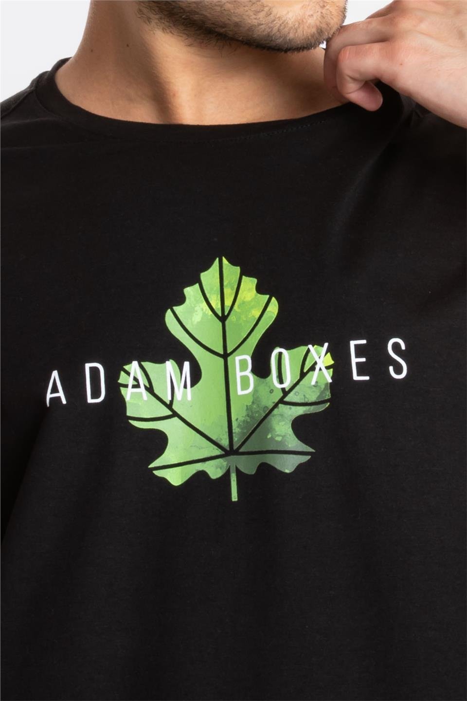 ADAM BOXESAdam Boxes Erkek/Unisex Baskılı Oversize O-Yaka T-shirt Suelto - Siyah