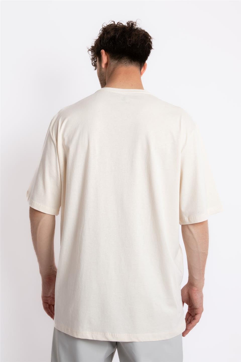 ADAM BOXESAdam Boxes Erkek/Unisex Baskılı Oversize O-Yaka T-shirt Suelto - Ham Pamuk