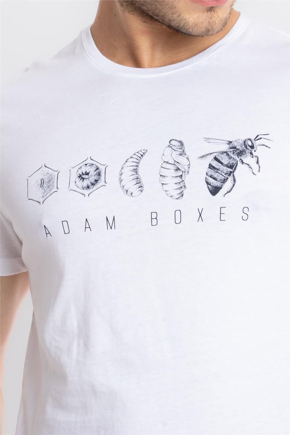 ADAM BOXESAdam Boxes Erkek/Unisex Baskılı O-Yaka T-shirt Apiso - Beyaz