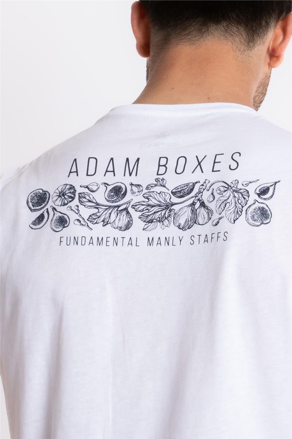ADAM BOXESAdam Boxes Erkek/Unisex Baskılı O-Yaka T-shirt Bandos - Beyaz
