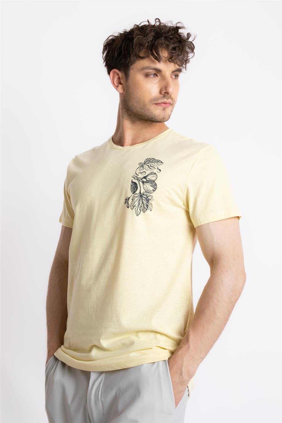 ADAM BOXESAdam Boxes Erkek/Unisex Baskılı O-Yaka T-shirt Bandos - Açık Sarı