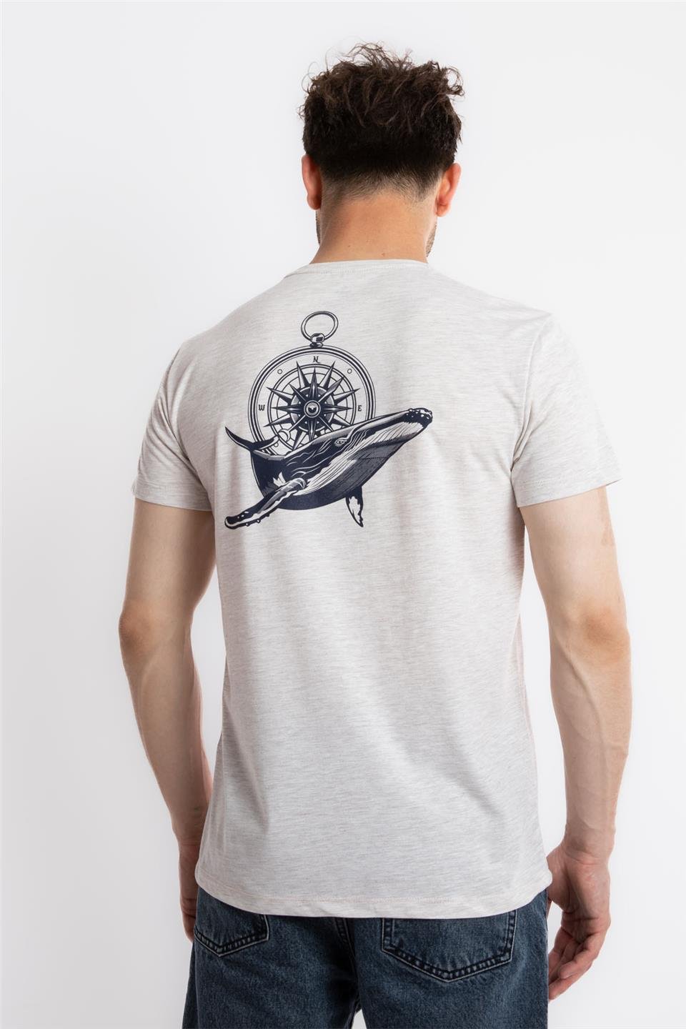 ADAM BOXESAdam Boxes Erkek/Unisex Baskılı O-Yaka T-shirt Marino - Kahve Melanj