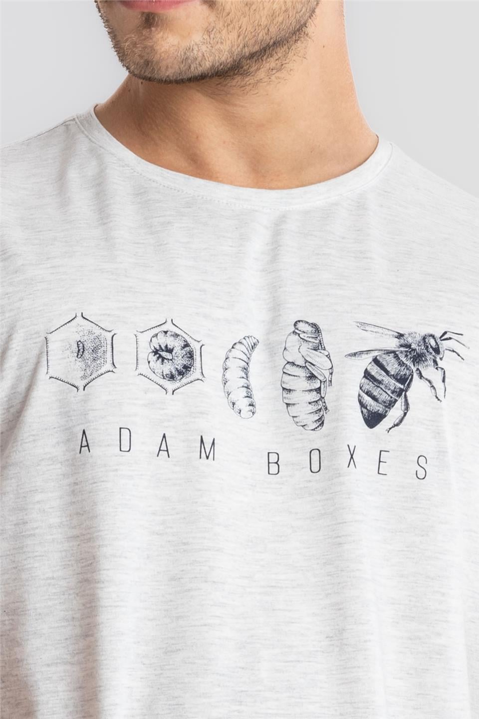ADAM BOXESAdam Boxes Erkek/Unisex Baskılı O-Yaka T-shirt Apiso - Gri Melanj