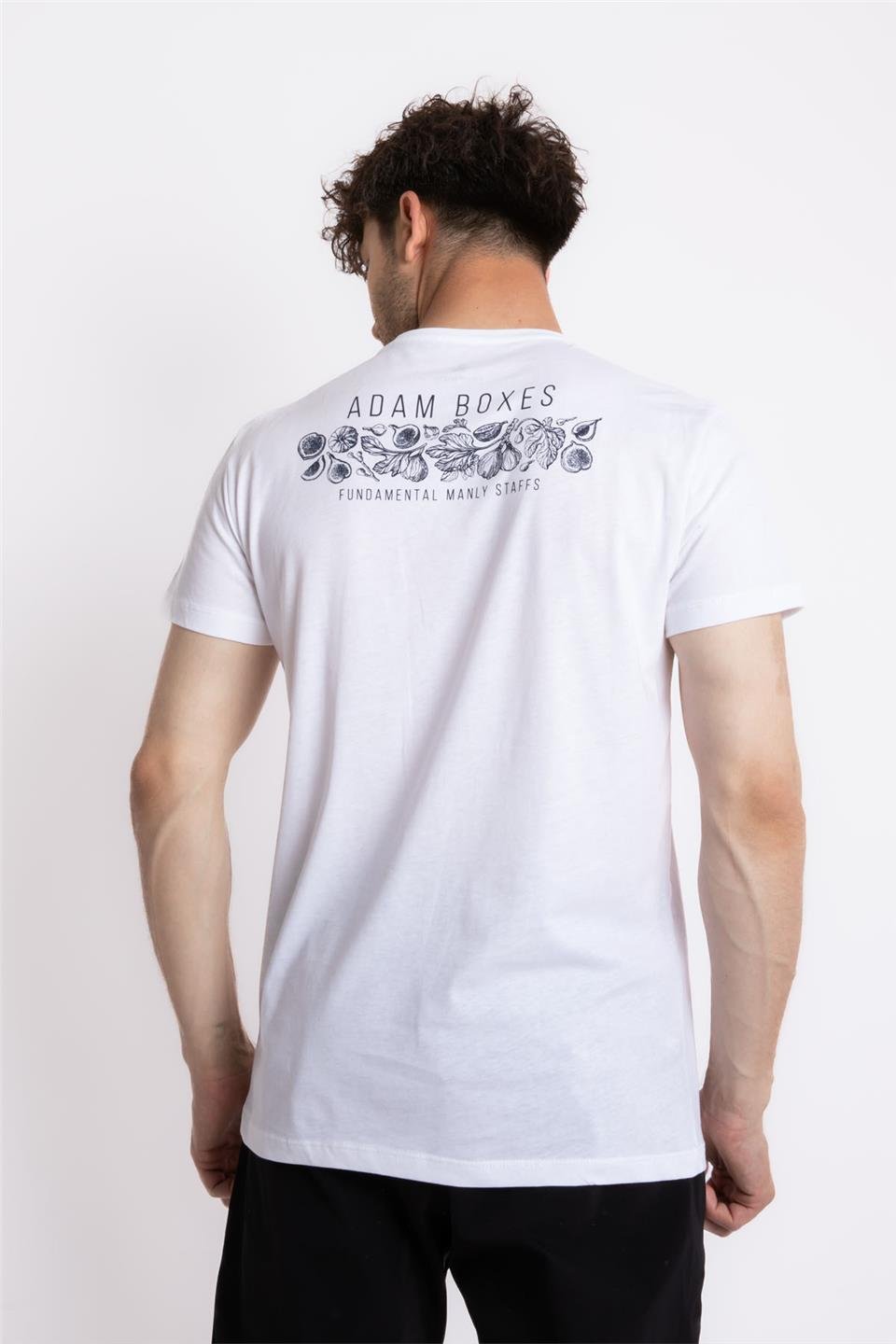 ADAM BOXESAdam Boxes Erkek/Unisex Baskılı O-Yaka T-shirt Bandos - Beyaz