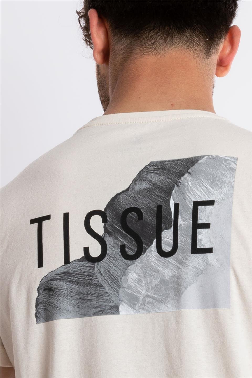 ADAM BOXESAdam Boxes Erkek/Unisex Baskılı O-Yaka T-shirt Tissue - Ham Pamuk (Siyah-Beyaz Baskı)