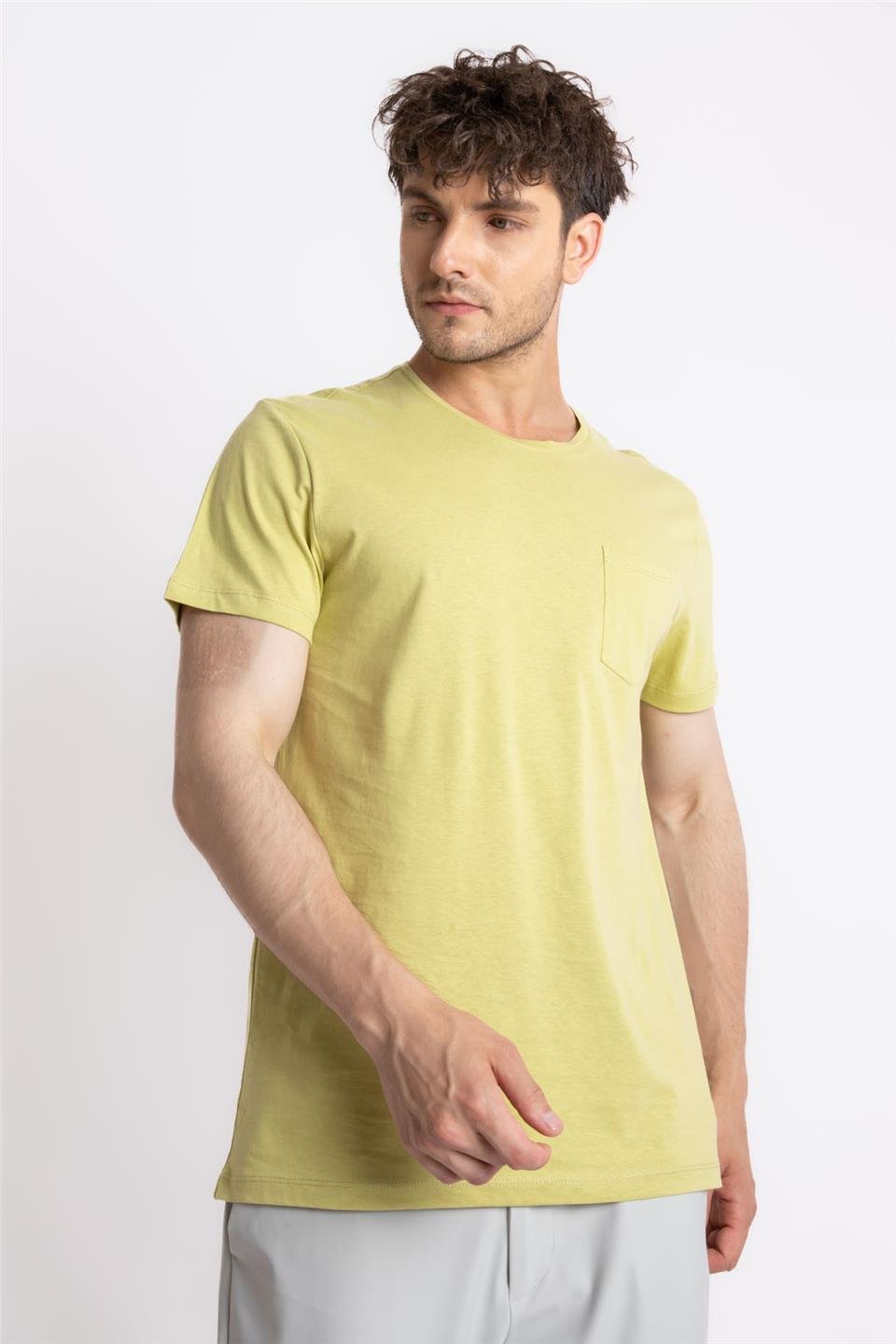 ADAM BOXESAdam Boxes Erkek/Unisex O-Yaka Cepli T-shirt Bolsillo - Açık Haki