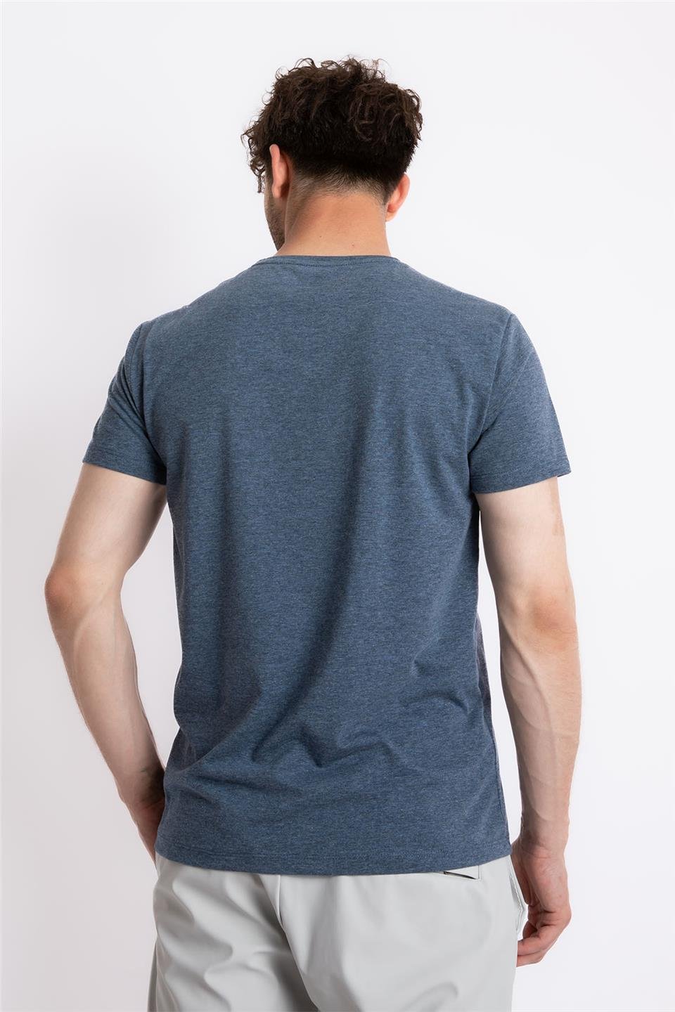 ADAM BOXESAdam Boxes Erkek/Unisex O-Yaka Cepli T-shirt Bolsillo - Lacivert Melanj