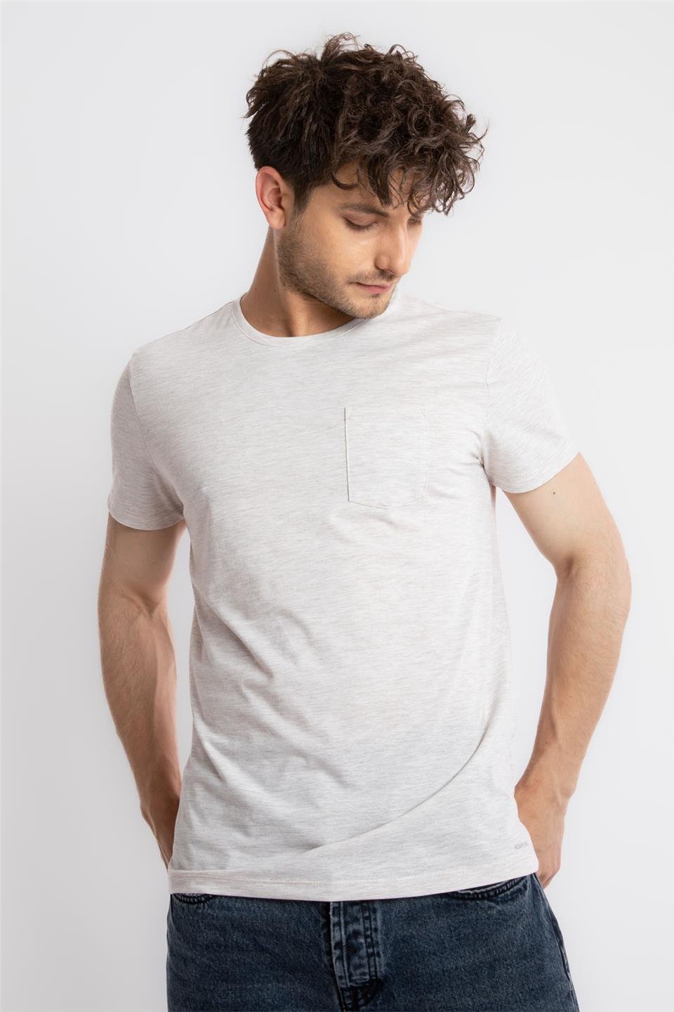ADAM BOXESAdam Boxes Erkek/Unisex O-Yaka Cepli T-shirt Bolsillo - Kahve Melanj