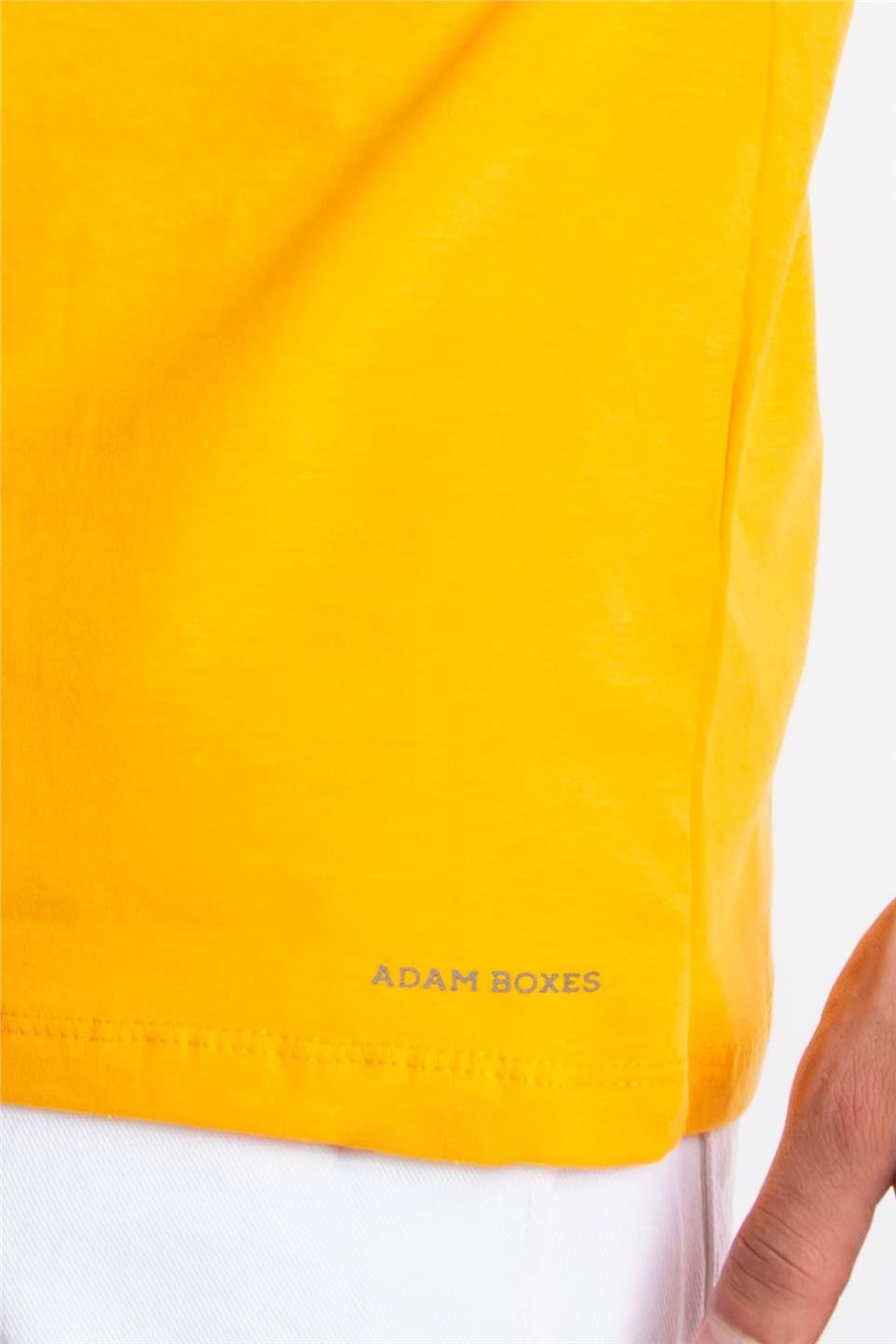 ADAM BOXESAdam Boxes Erkek/Unisex O-Yaka Cepli T-shirt Bolsillo - Koyu Sarı