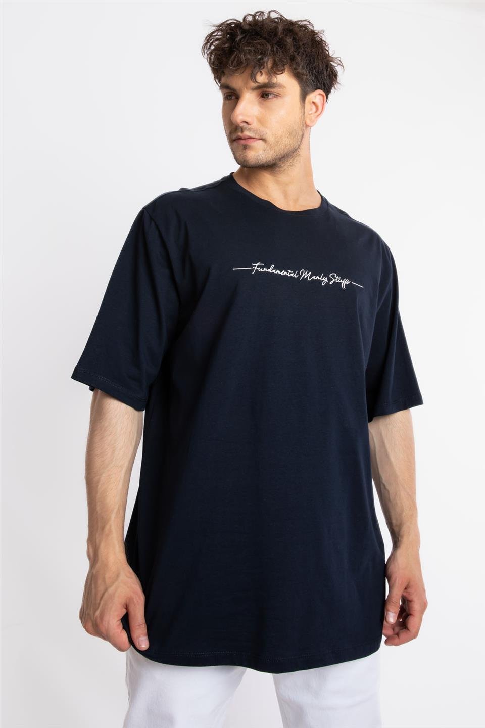 ADAM BOXESAdam Boxes Erkek/Unisex Oversize O-Yaka  T-shirt Fmsuelto - Lacivert