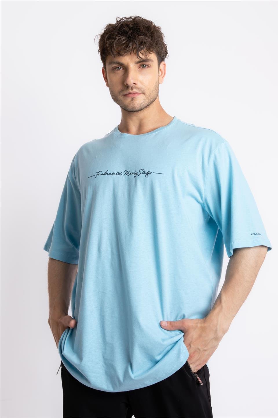 ADAM BOXESAdam Boxes Erkek/Unisex Oversize O-Yaka  T-shirt Fmsuelto - Açık Mavi