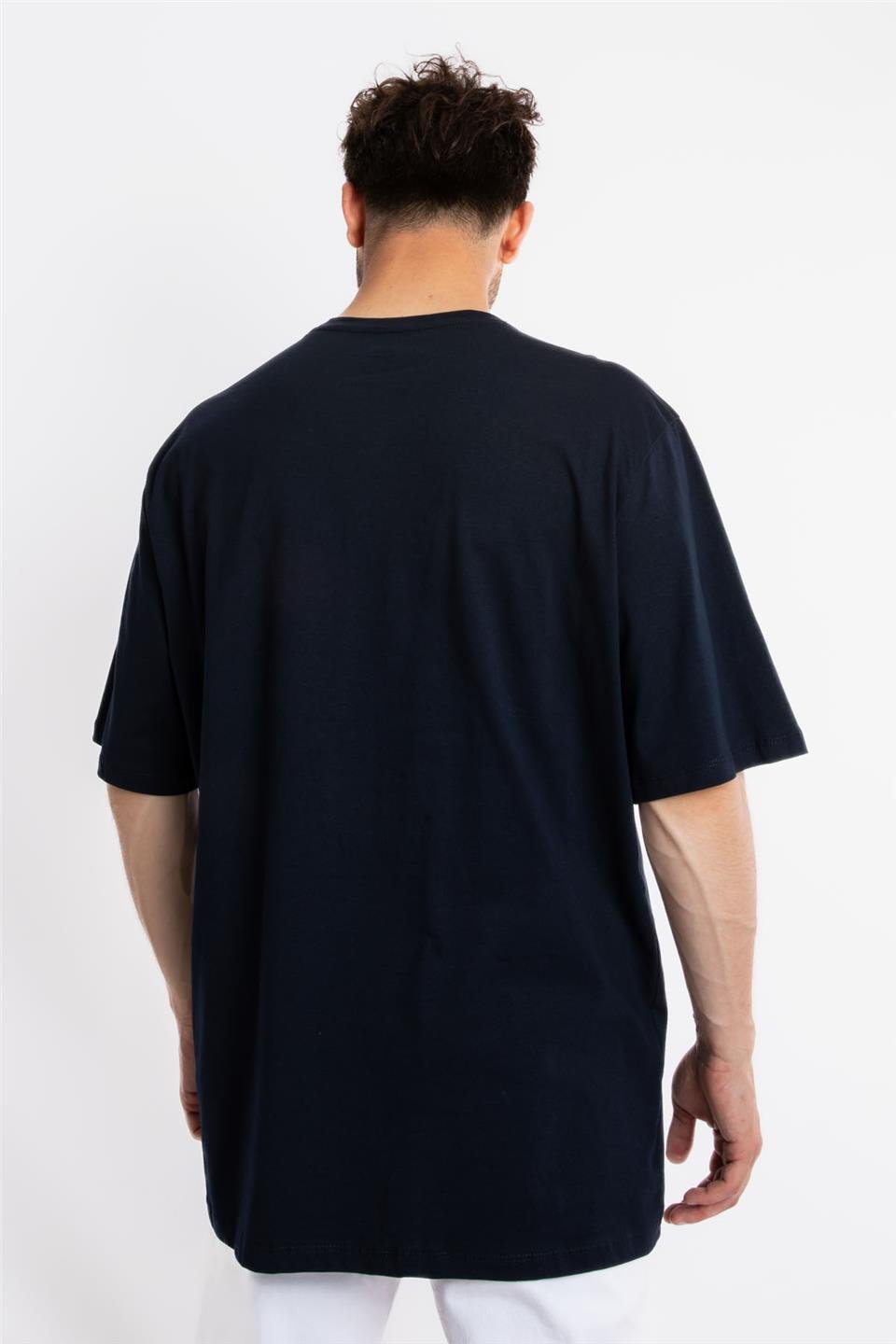 ADAM BOXESAdam Boxes Erkek/Unisex Oversize O-Yaka T-shirt Basuelto - Lacivert