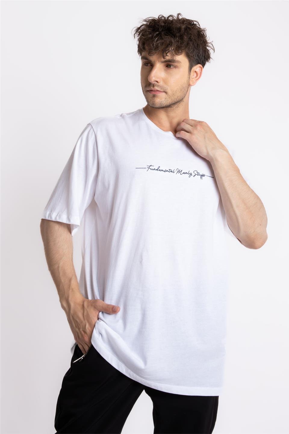 ADAM BOXESAdam Boxes Erkek/Unisex Oversize O-Yaka  T-shirt Fmsuelto - Beyaz