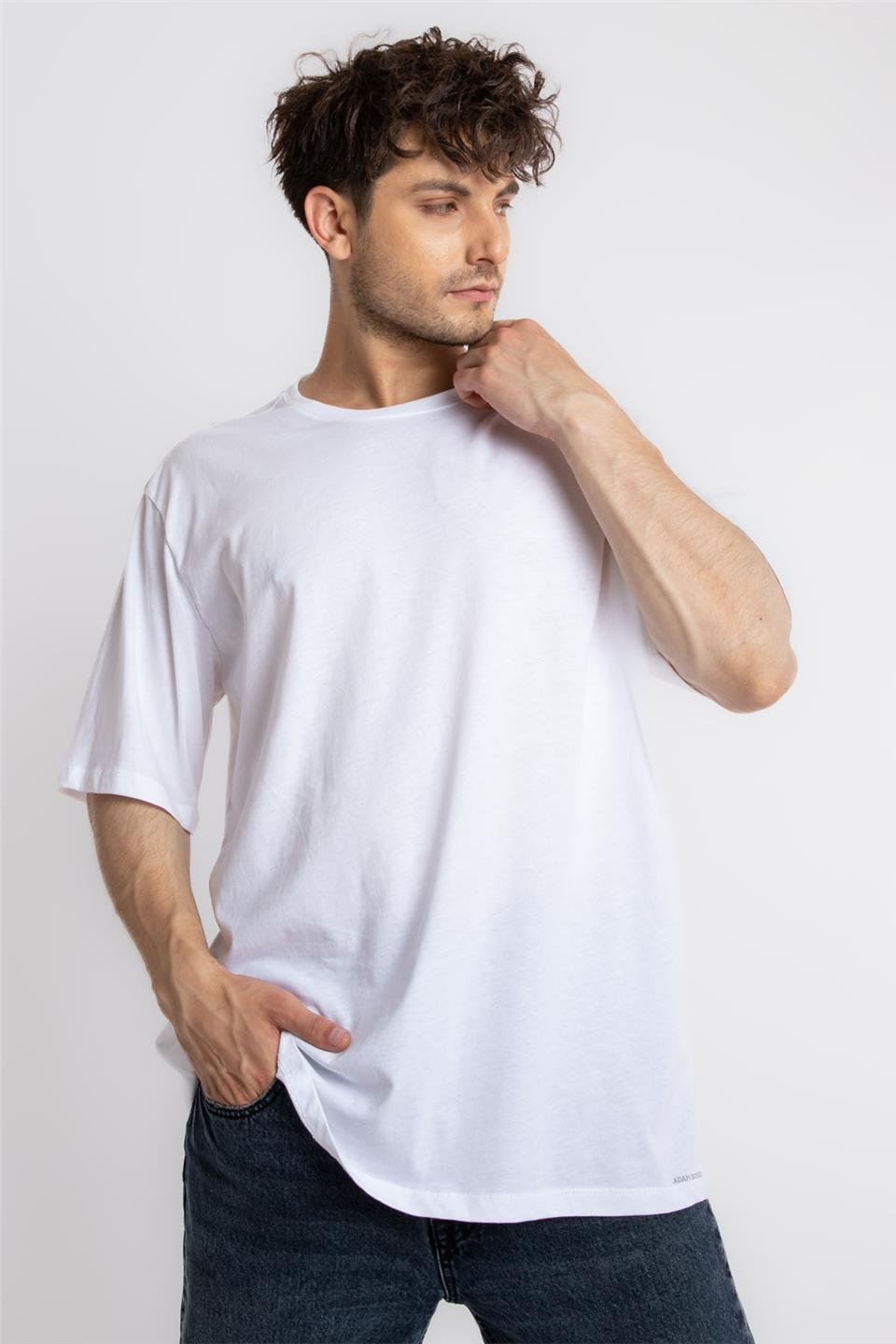 ADAM BOXESAdam Boxes Erkek/Unisex Oversize O-Yaka T-shirt Basuelto - Beyaz