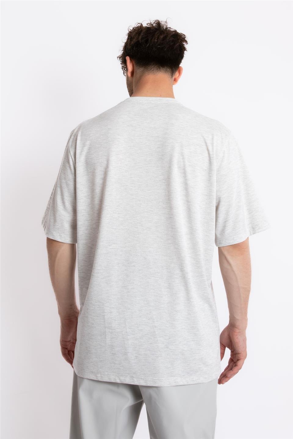 ADAM BOXESAdam Boxes Erkek/Unisex Oversize O-Yaka T-shirt Basuelto - Gri Melanj