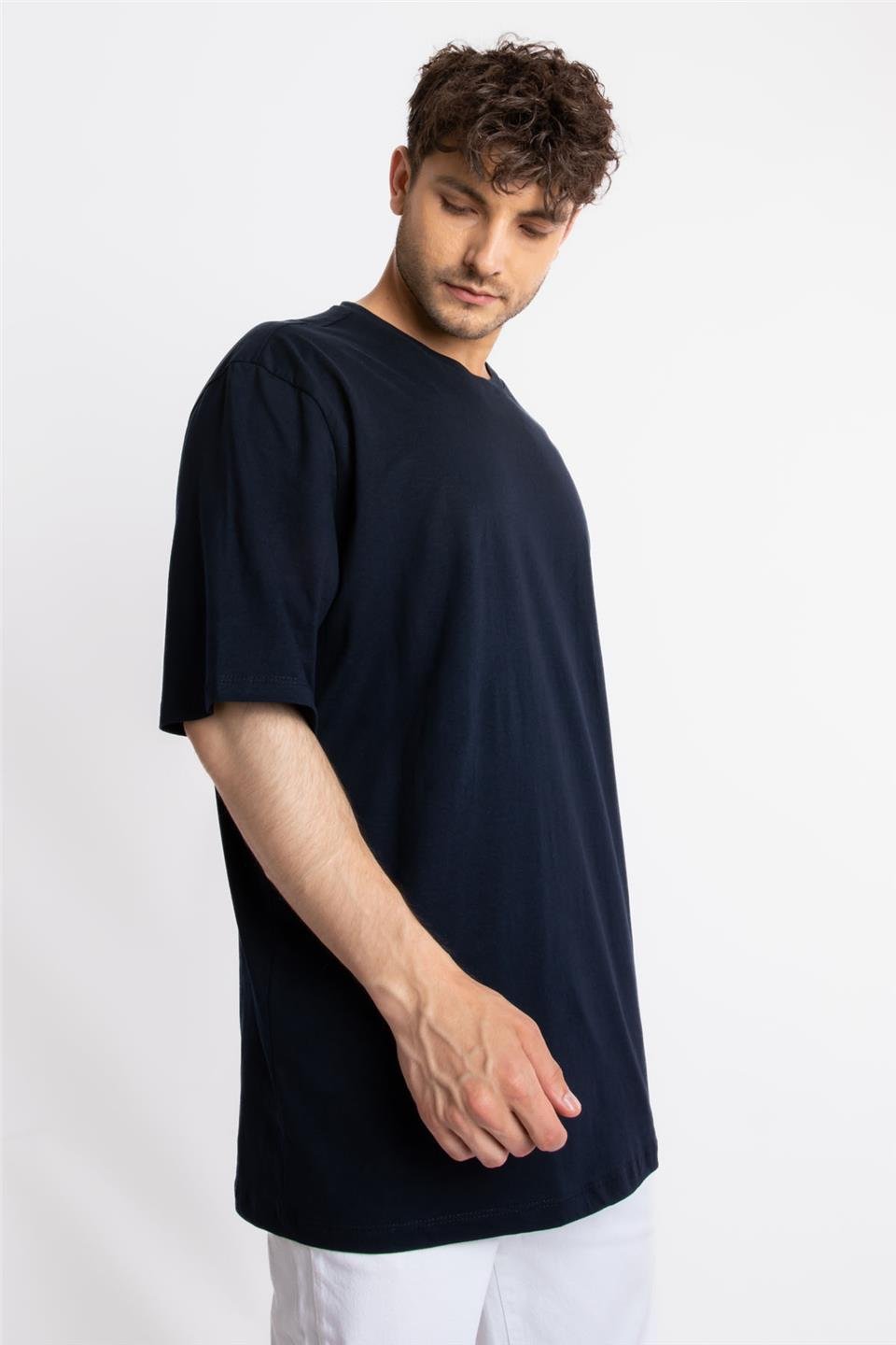 ADAM BOXESAdam Boxes Erkek/Unisex Oversize O-Yaka T-shirt Basuelto - Lacivert