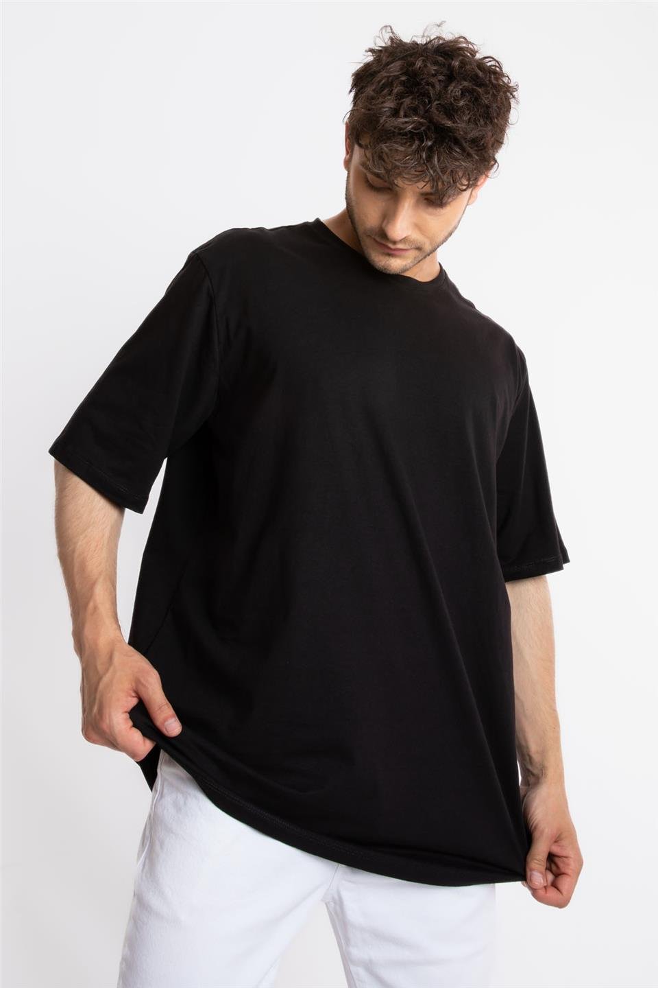 ADAM BOXESAdam Boxes Erkek/Unisex Oversize O-Yaka T-shirt Basuelto - Siyah
