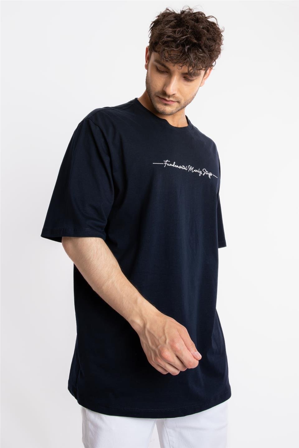 ADAM BOXESAdam Boxes Erkek/Unisex Oversize O-Yaka  T-shirt Fmsuelto - Lacivert