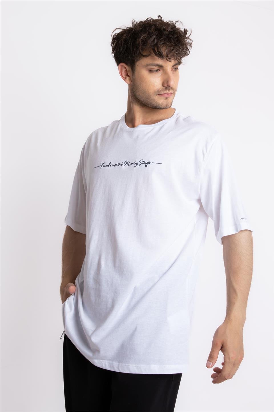 ADAM BOXESAdam Boxes Erkek/Unisex Oversize O-Yaka  T-shirt Fmsuelto - Beyaz