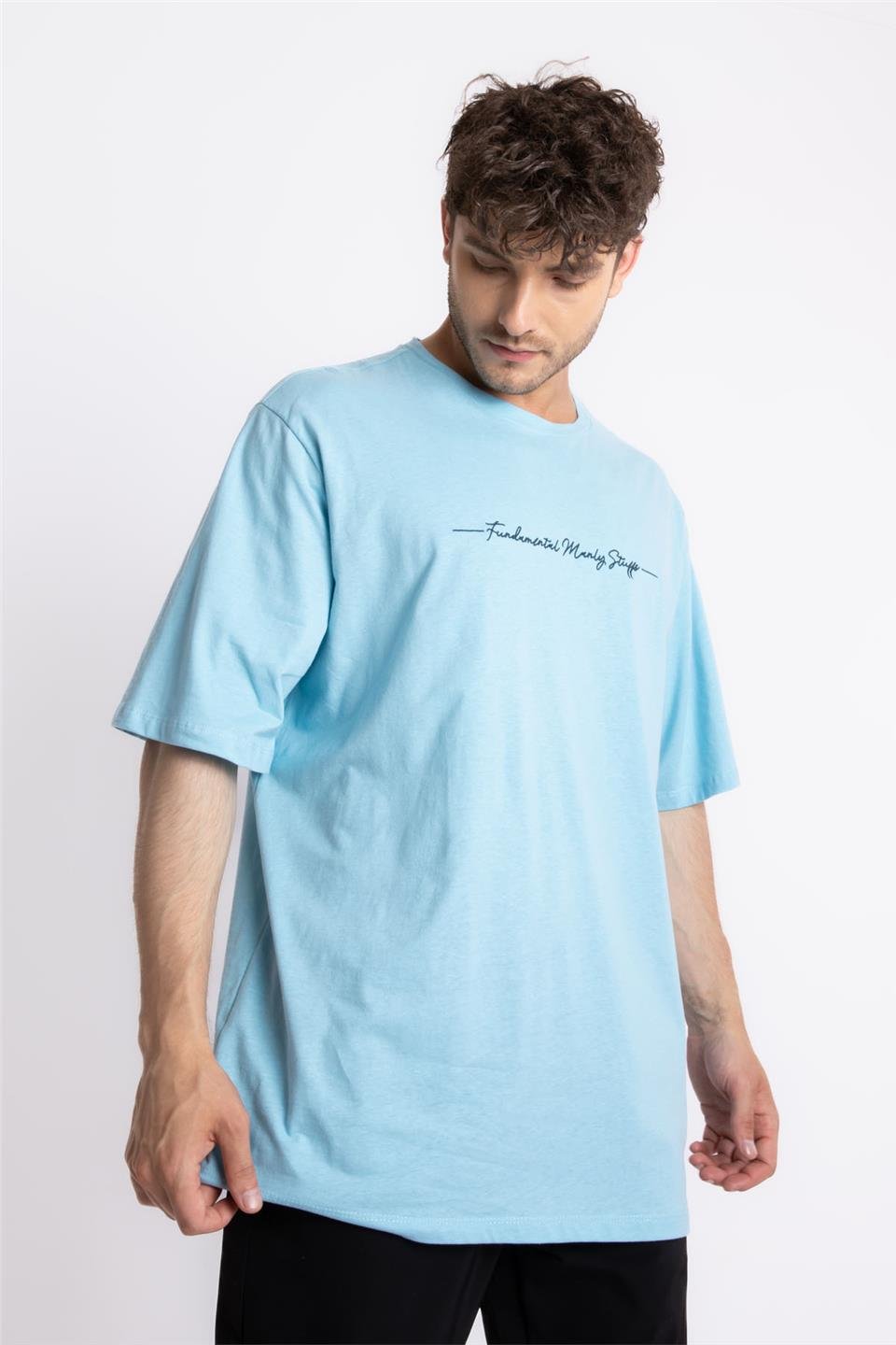 ADAM BOXESAdam Boxes Erkek/Unisex Oversize O-Yaka  T-shirt Fmsuelto - Açık Mavi