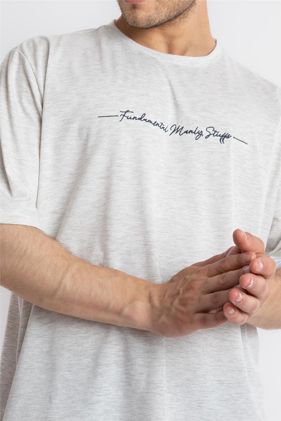 ADAM BOXESAdam Boxes Erkek/Unisex Oversize O-Yaka  T-shirt Fmsuelto - Gri Melanj