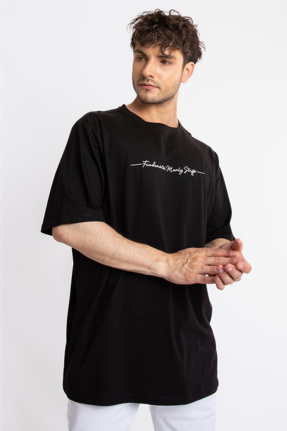 ADAM BOXESAdam Boxes Erkek/Unisex Oversize O-Yaka  T-shirt Fmsuelto - Siyah