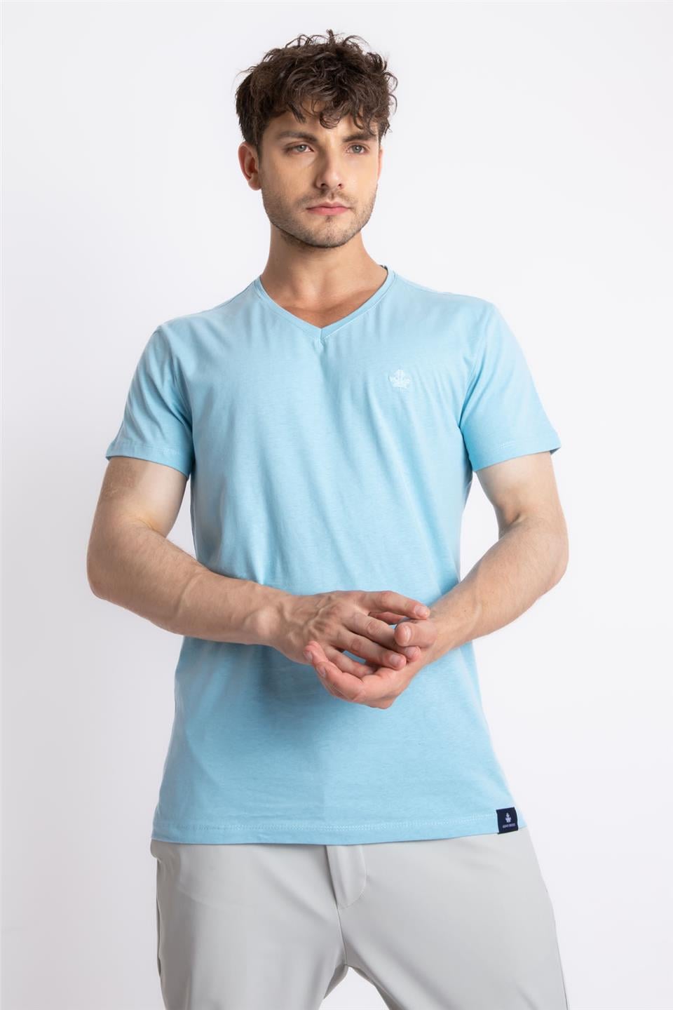 ADAM BOXESAdam Boxes Erkek/Unisex V-Yaka T-shirt Veralpes - Açık Mavi