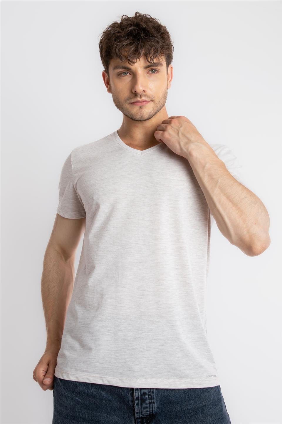 ADAM BOXESAdam Boxes Erkek/Unisex V-Yaka T-shirt Disimplo - Kahve Melanj