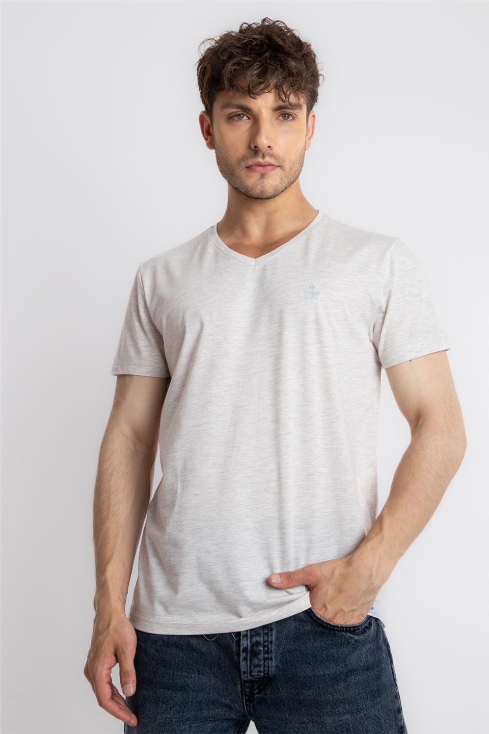 ADAM BOXESAdam Boxes Erkek/Unisex V-Yaka T-shirt Veralpes - Kahve Melanj