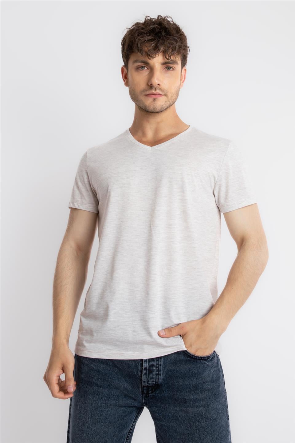 ADAM BOXESAdam Boxes Erkek/Unisex V-Yaka T-shirt Disimplo - Kahve Melanj